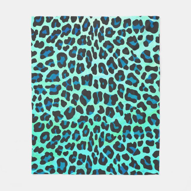 Leopardsvart och krickatryck fleecefilt (Framsidan)