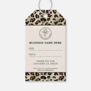 Leopardtryck anpassad butik logotyp pris hängande presentetikett