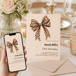 Leopardtryck båge brun beige födelsedag inbjudningar