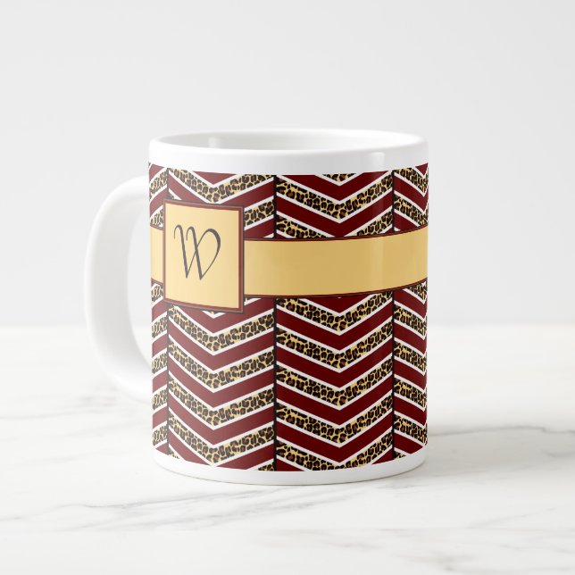 Leopardtryck Chevron Specialmugg Jumbo Mugg (Framsida vänster)