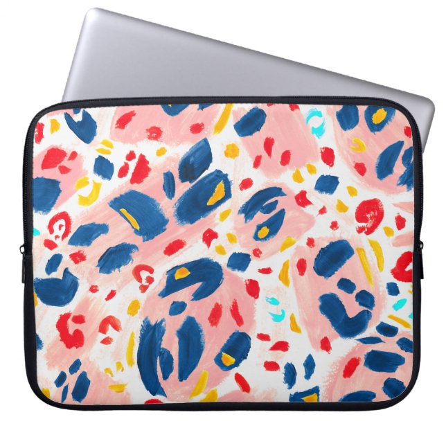 Leopardtryck: handmålad vattenfärg. laptop fodral (Framsidan)