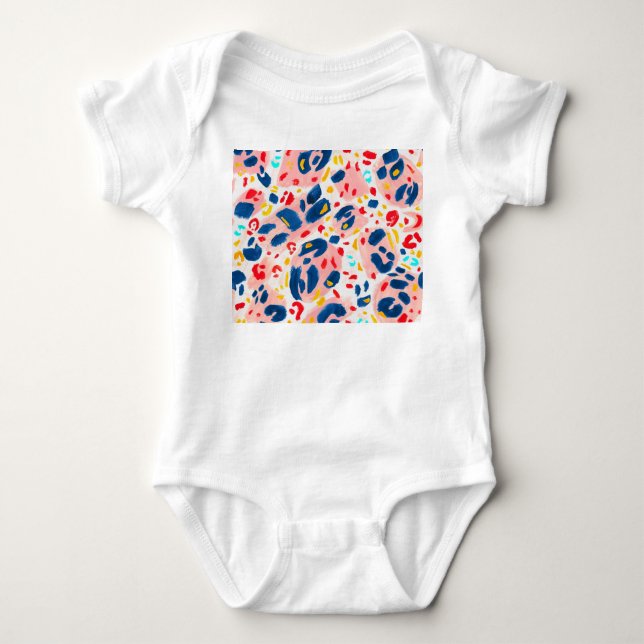 Leopardtryck: handmålad vattenfärg. t shirt (Framsida)