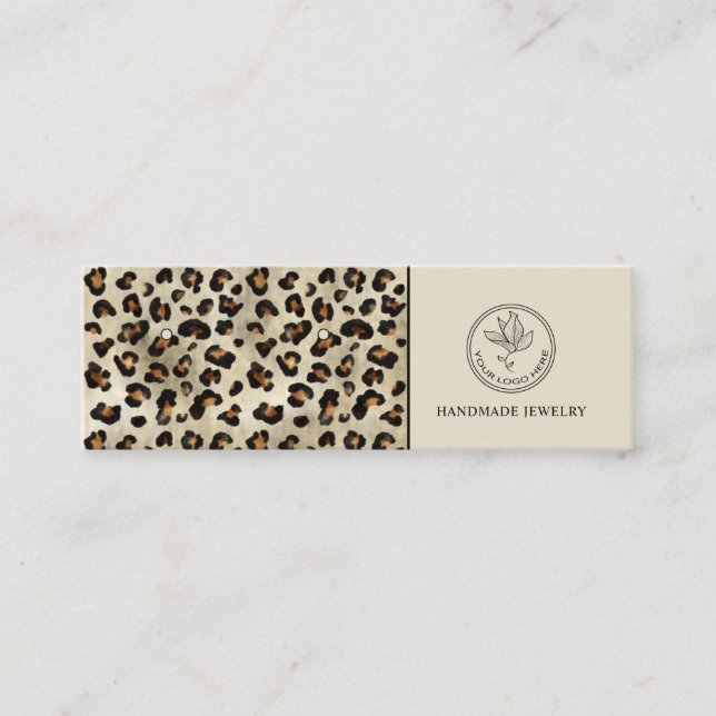 Leopardtryck med anpassade logotyp örhängen displa mini visitkort (Framsida)