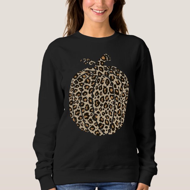Leopardtryck Pumpa Halloween Höst 1 T Shirt (Framsida)