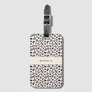 Leopardtryck rosa anpassat namn bagagebricka