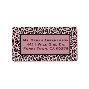 Leopardtryck Rosa Guld Returadressetikett Adressetikett