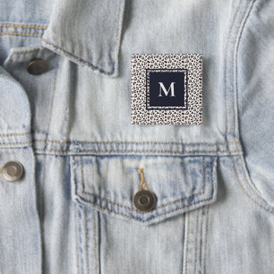 Leopardtryck rosa monogram knapp
