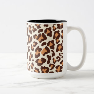 Leopardtryckbrunt, solbränna, kräm Två-Tonad mugg