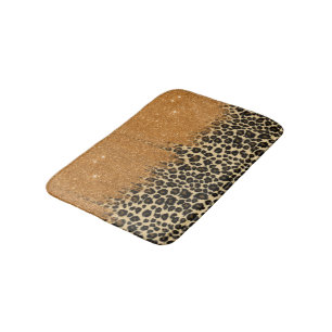 Leopardtrycket med guld- Fauxglitter borstar slår Badrumsmatta