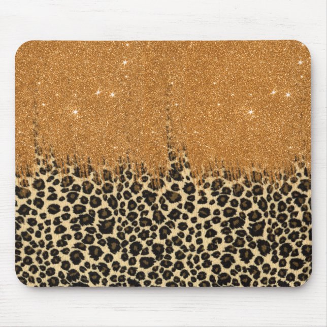 Leopardtrycket med guld- Fauxglitter borstar slår Musmatta (Framsidan)