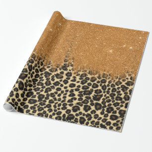 Leopardtrycket med guld- Fauxglitter borstar slår Presentpapper