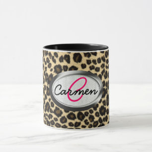 LeopardtryckMonogram Mugg