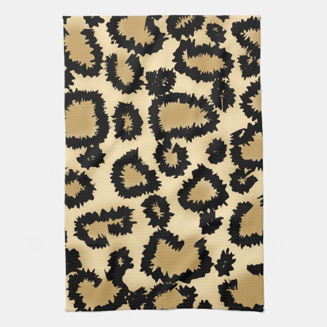 Leopardtryckmönster, brunt och Black. Kökshandduk (Vertikal)