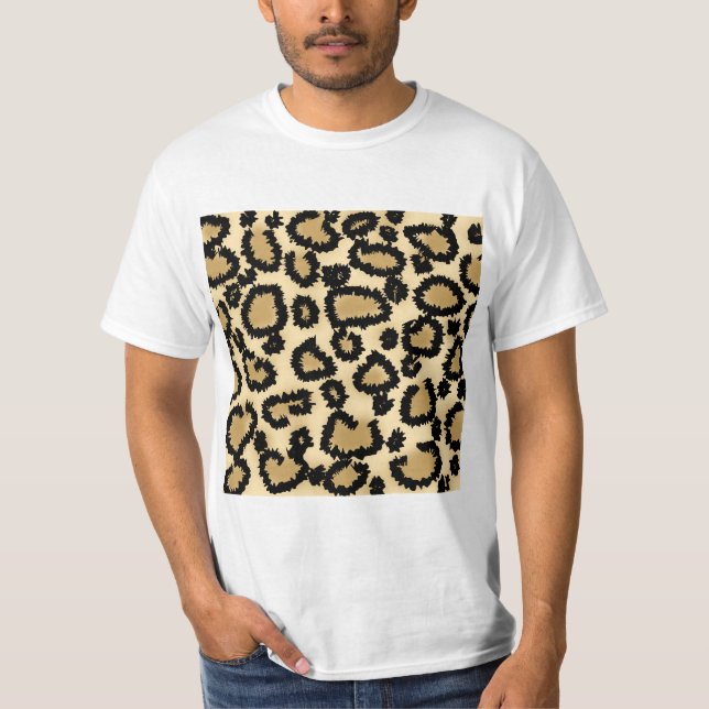 Leopardtryckmönster, brunt och Black. T-shirt (Framsida)