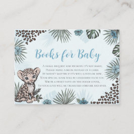 Leopardunge Blå Safari Baby Shower Böcker för Bebi Tilläggskort