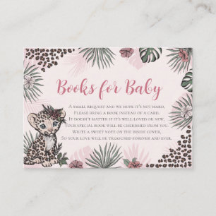 Leopardunge Rosa Safari Bebis Baby Shower Böcker f Tilläggskort