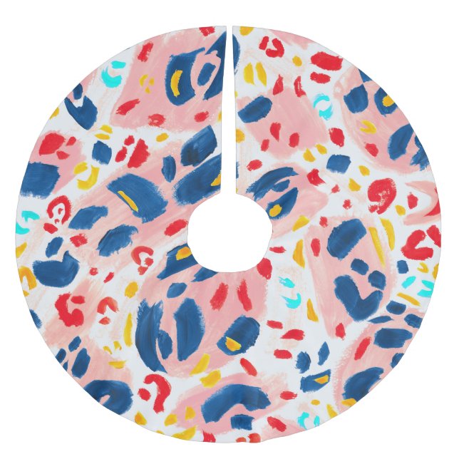 Leopardutskrift: handmålad akvarell. julgransmatta borstad polyester (Framsidan)