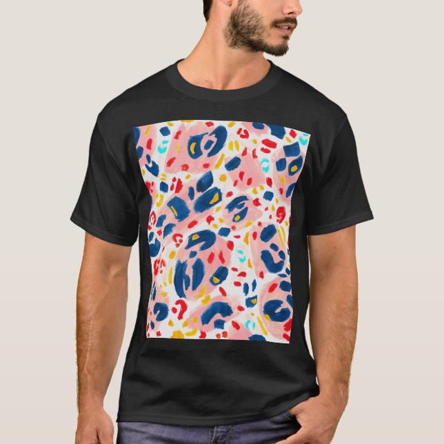 Leopardutskrift: handmålad akvarell. t shirt (Framsida)