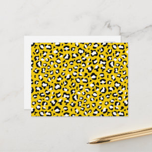Leopardutskrift, leopardfläckar, gul leopard vykort