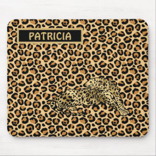 Leopardutskrifter Guld Brun Funky Rolig Namn   Musmatta