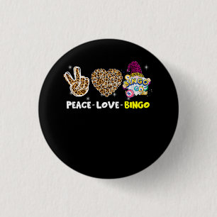 Leopared Peace Kärlek Bingo Gnome Lucky Number Bin Knapp