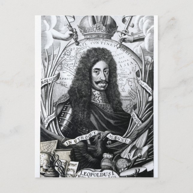 Leopold I , Kung i Ungern och Heliga Roman Vykort (Framsida)
