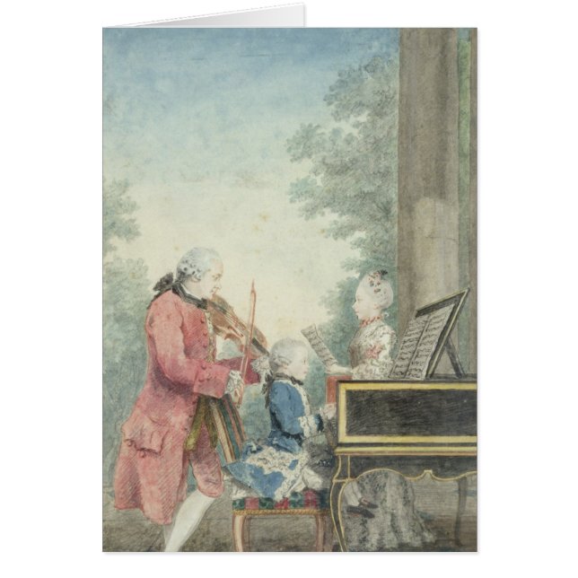 Leopold Mozart och hans barn Wolfgang Hälsningskort (Framsidan)