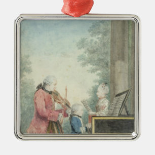 Leopold Mozart och hans barn Wolfgang Julgransprydnad Metall