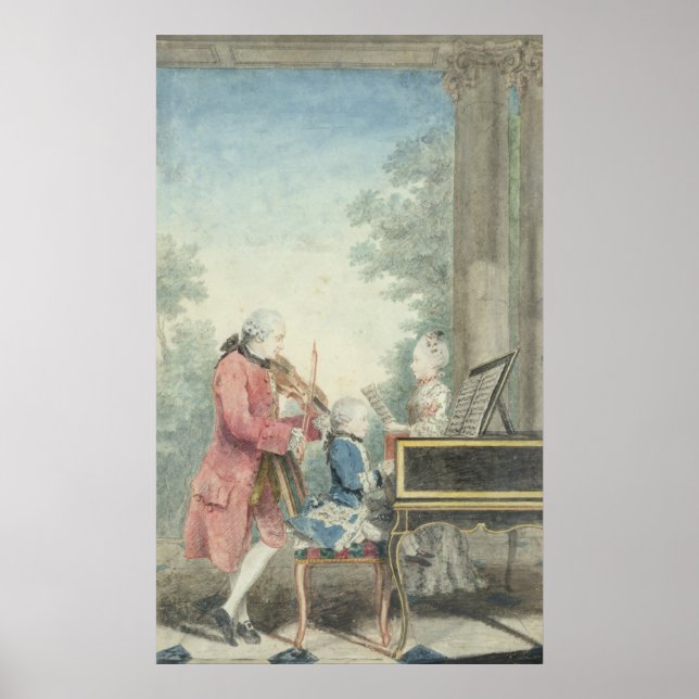 Leopold Mozart och hans barn Wolfgang Poster (Framsidan)