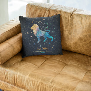 Leos stjärnbild Zodiak Vattenfärg Stjärnor Galax Kudde