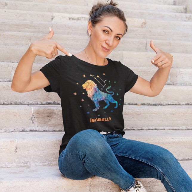 Leos stjärnbild Zodiak Vattenfärg Stjärnor Galax T Shirt (Skapare uppladdad)
