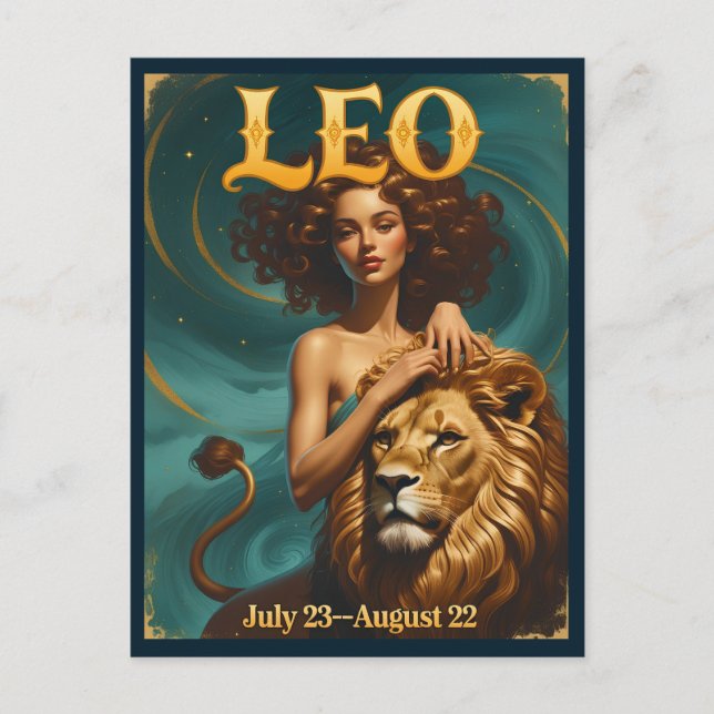Leos stjärntecken Astrologi Födelsedagskort Vykort (Framsida)