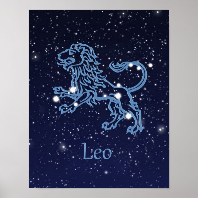 Leos stjärntecken och stjärnbild poster (Framsidan)