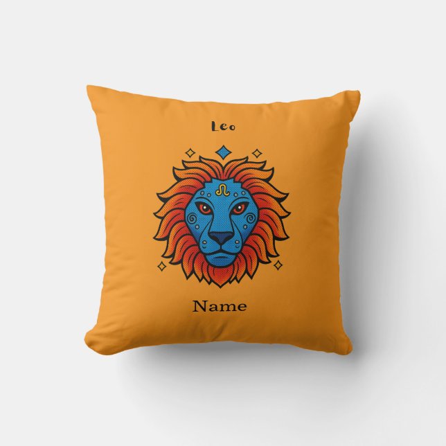 Leos stjärntecken Pop Art - Retro Lejon Illustrati Kudde (Framsida)
