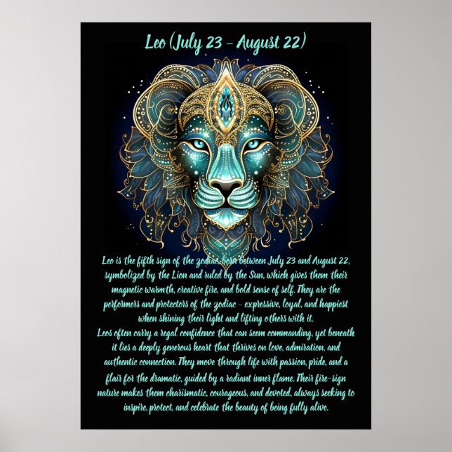 Leos stjärntecken – Strålande styrka och solig maj Poster (Framsidan)