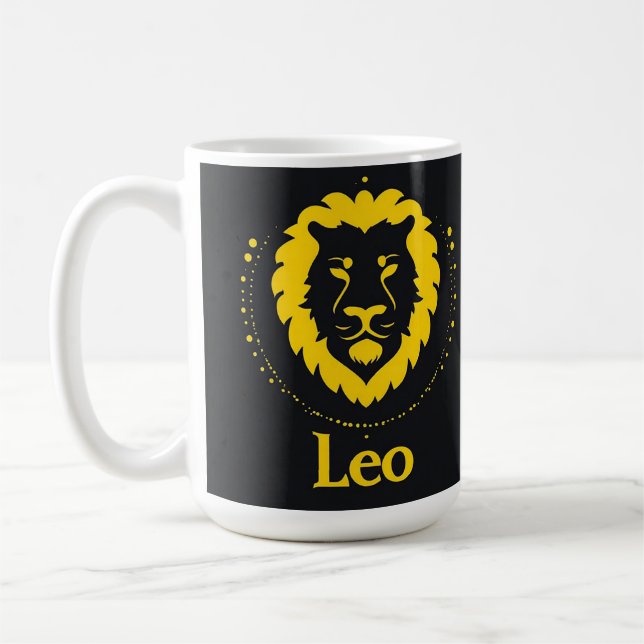 Leos stjärntecken-symbol med djärvt gyllene lejonh kaffemugg (Vänster)