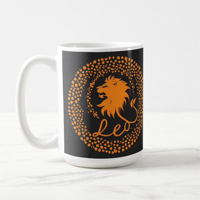 Leos stjärntecken-symbol med djärvt gyllene lejonh kaffemugg (Vänster)