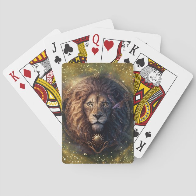 Leos stjärntecken Vattenfärgdesign Casinokort (Baksidan)