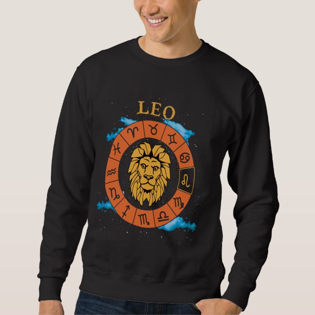 Leosymbol Horoskop Zodiakus Symbol Leo Lång Ärmad Tröja (Framsida)