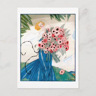 Lepape Art Deco Mode Illustration, sommar Vykort