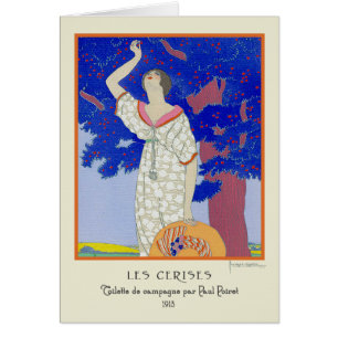 Lepape Art Deco Mode Les Cerise Blank Card Hälsningskort