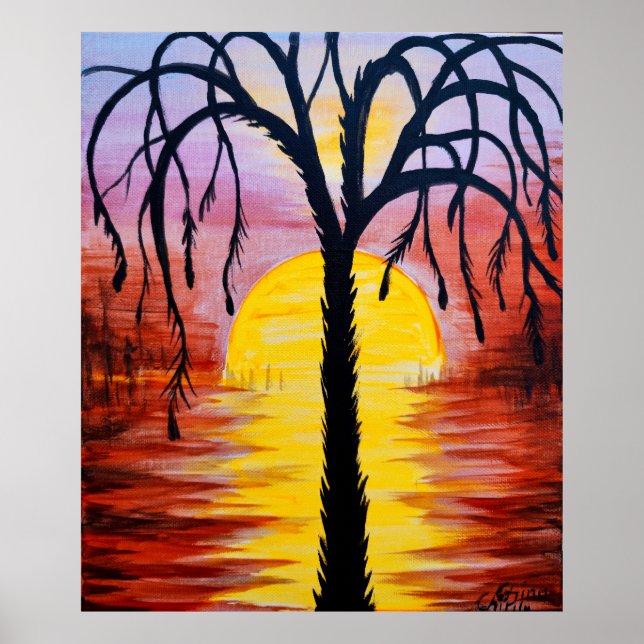 Lepidodendron träd i det kolonibildande sunset poster (Framsidan)