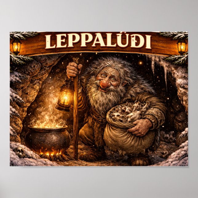 Leppaludi isländska Yule Lad Poster (Framsidan)