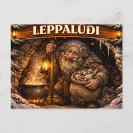 Leppaludi isländska Yule Lad Vykort