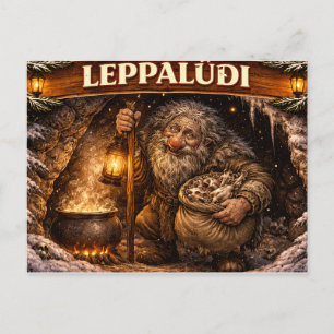 Leppaludi isländska Yule Lad Vykort