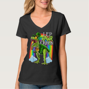 Leprawochaun St Patrick Day T Rex Dinosaur Lepre Shirt