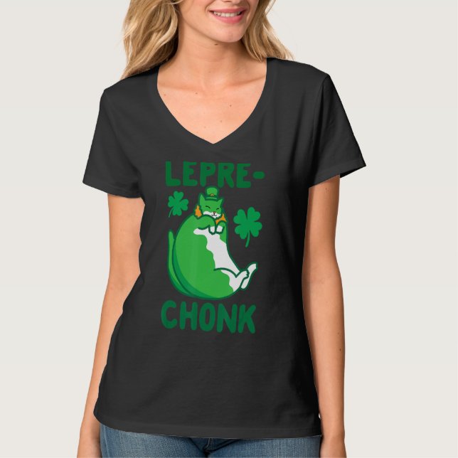 Lepre Chonk Cat St patricks day Leprechaun Shamroc T Shirt (Framsida)