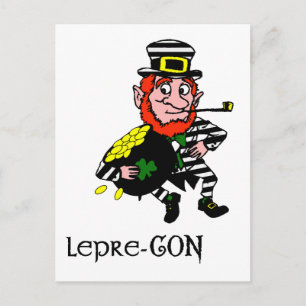 Lepre-con Leprechaun Stealing Pot of Guld Vykort