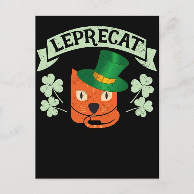 Leprecat Leprechaun Cat St Pattys Day Vykort (Framsida)