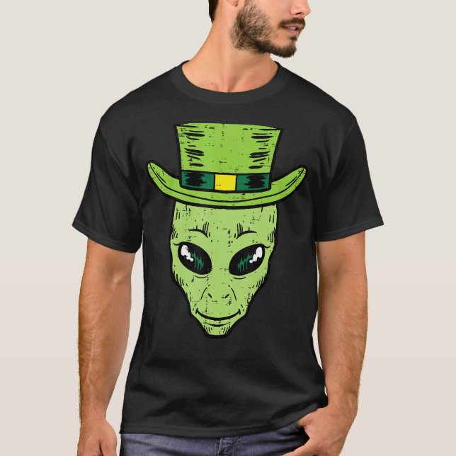 Leprechaun Alien Head St patricks day Space Manar  T Shirt (Framsida)